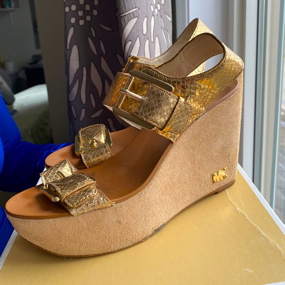 Michael Kors Gold Wedged Heels - Picture 3 of 9